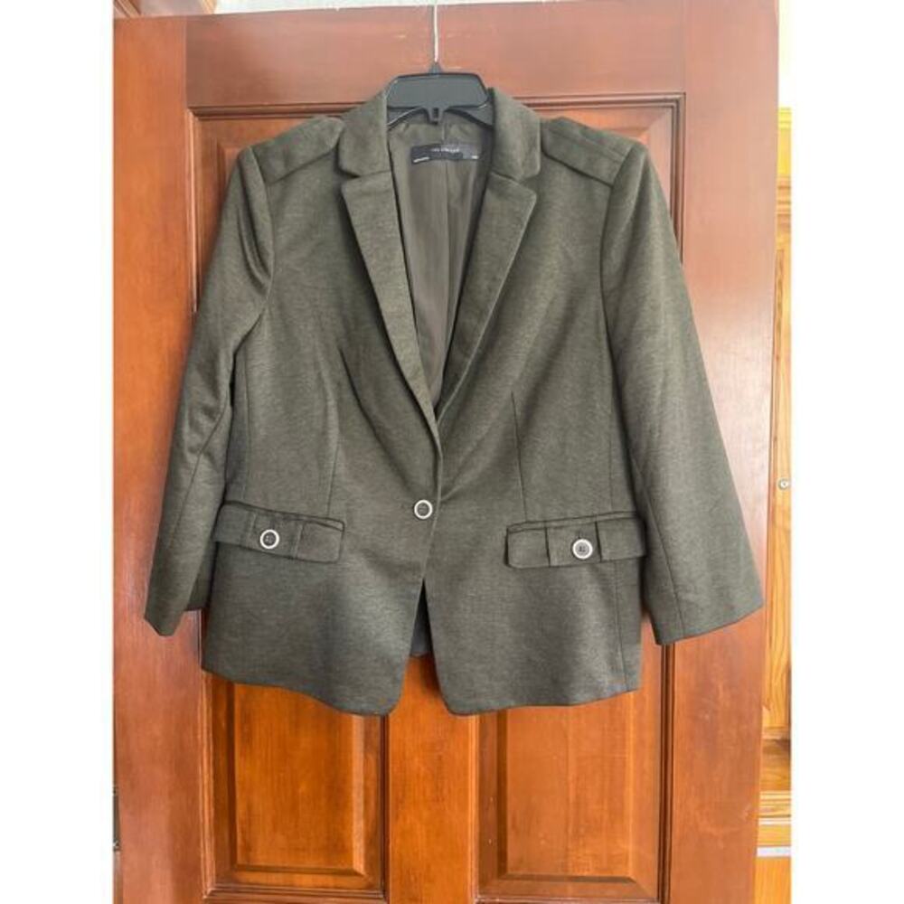 The Limited cropped military style 3/4 sleeve blazer army green large